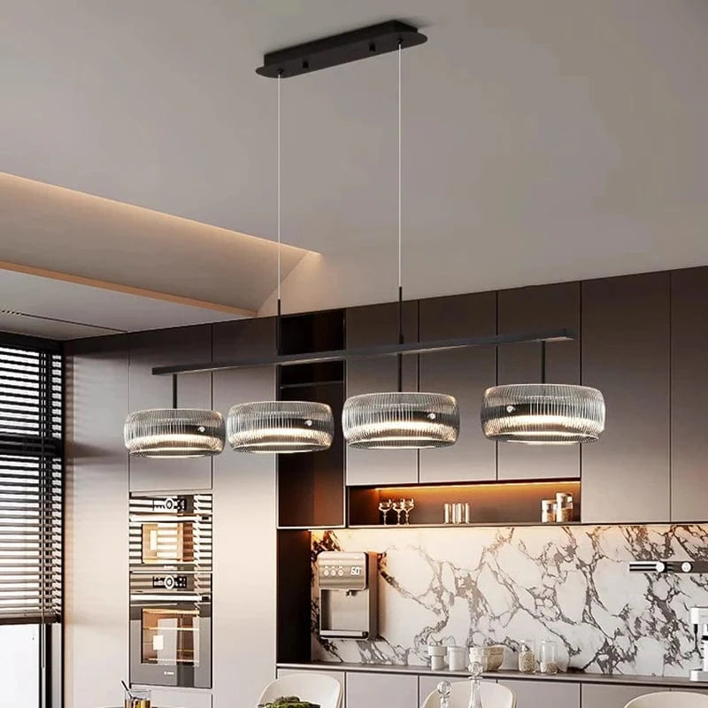 Lustre en verre côtelé 4 têtes