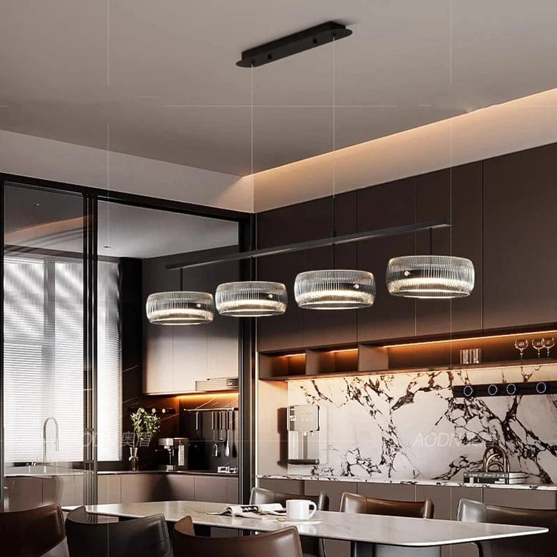 Lustre en verre côtelé 4 têtes