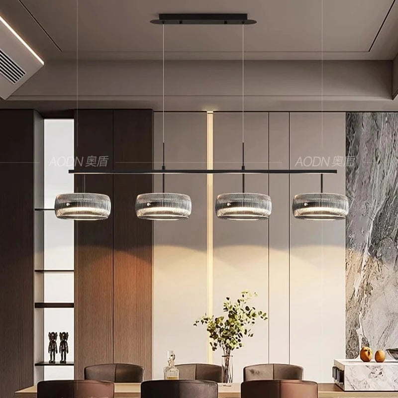 Lustre en verre côtelé 4 têtes