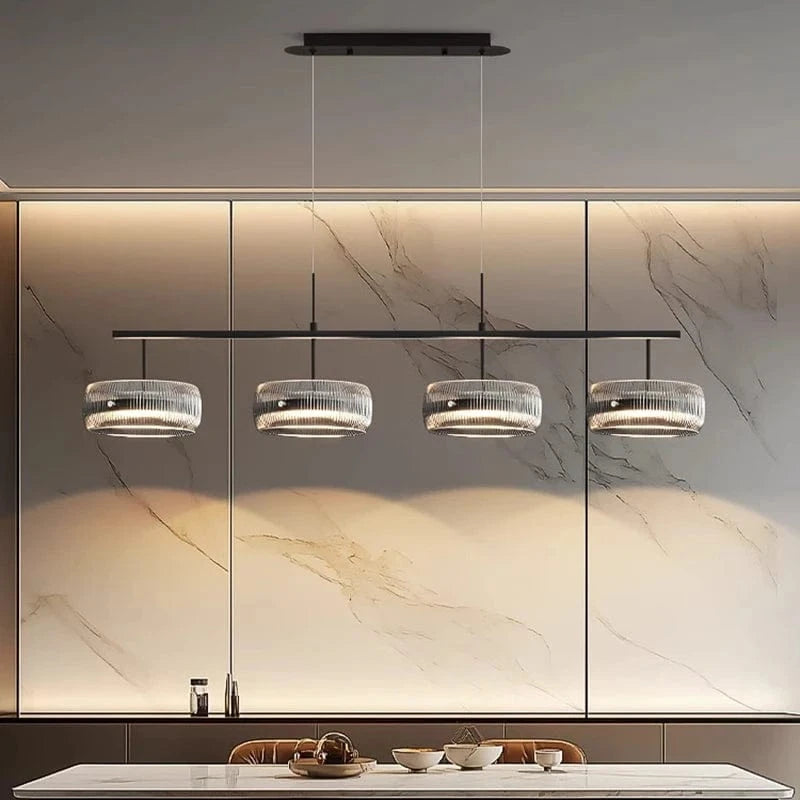 Lustre en verre côtelé 4 têtes