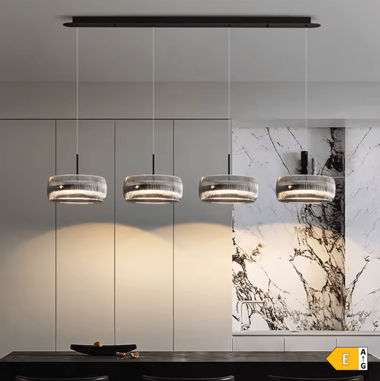 Lustre en verre côtelé 4 têtes