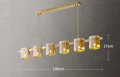 gold 6 head / changeable Lustre en verre designer nordique