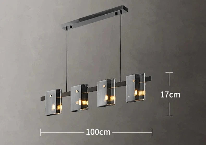 smoky gray 4 head / Cold White Lustre en verre designer nordique