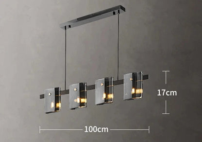 smoky gray 4 head / Cold White Lustre en verre designer nordique
