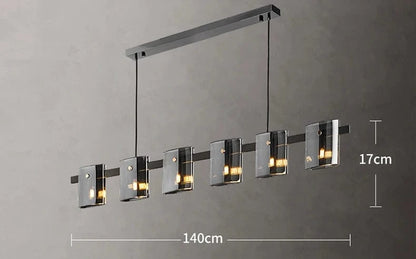 smoky gray 6 head / Cold White Lustre en verre designer nordique