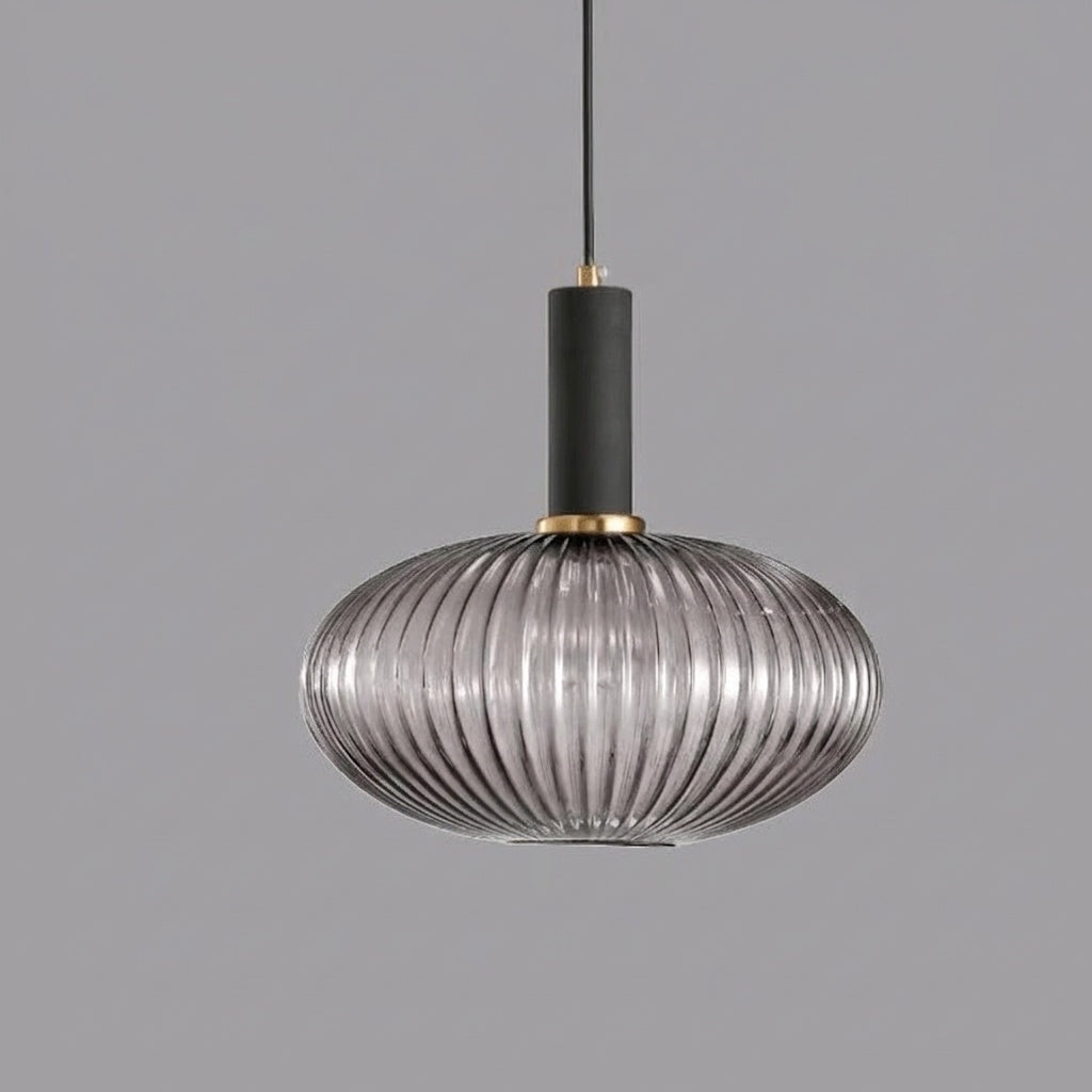 Lustre en verre vintage NOIR