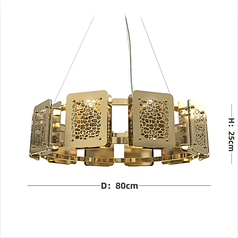 DIAMÈTRE 80 CM x HAUTEUR 25 CM / ALUMINIUM / CHROME / NEUTRE 4000k Lustre fer forgé moderne