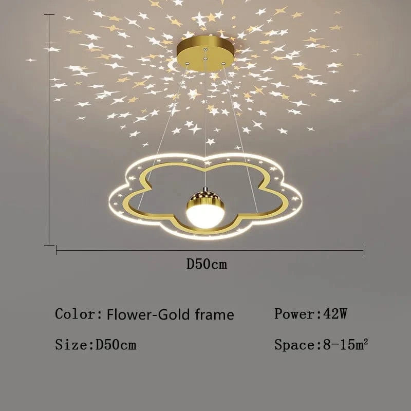 FLEUR-OR-DIAMÈTRE 50cm / DIMMABLE ( LUMIÈRE CHAUD FROID NEUTRE CONTRÔLE TÉLÉCOMMANDE ) Lustre fillette
