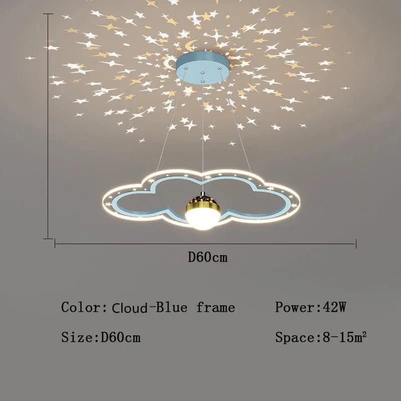 NUAGE -BLEU-DIAMÈTRE 60cm / DIMMABLE ( LUMIÈRE CHAUD FROID NEUTRE CONTRÔLE TÉLÉCOMMANDE ) Lustre fillette