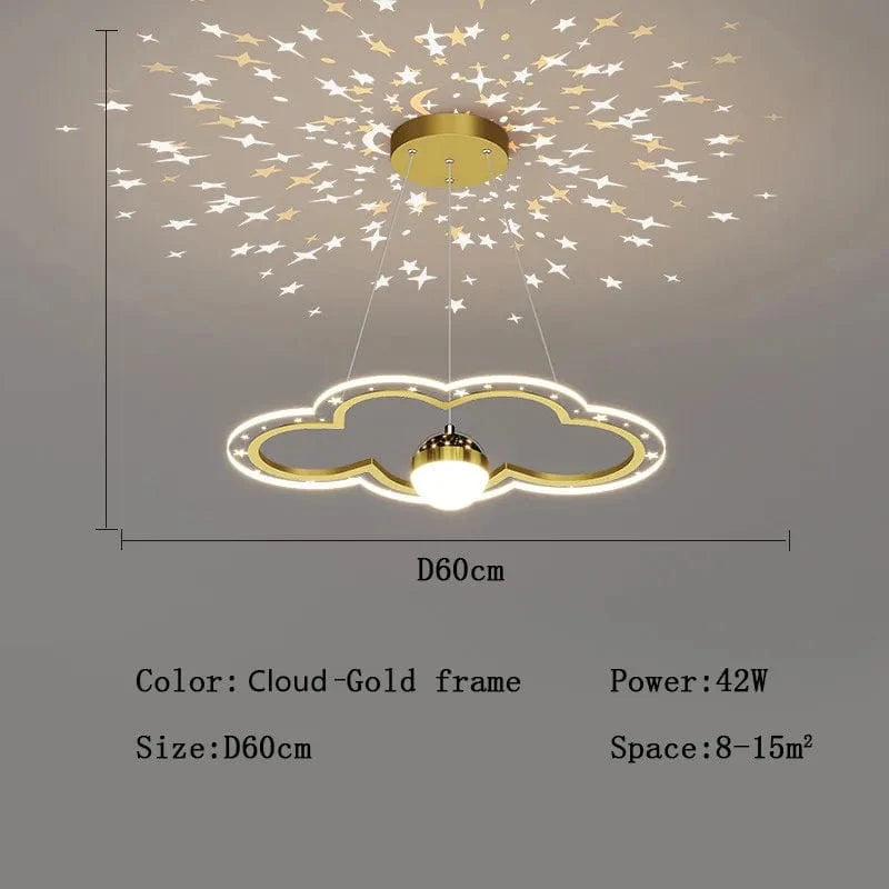NUAGE-OR-DIAMÈTRE60cm / DIMMABLE ( LUMIÈRE CHAUD FROID NEUTRE CONTRÔLE TÉLÉCOMMANDE ) Lustre fillette