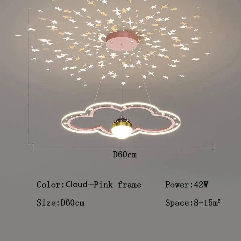 NUAGE-Pink-DIAMÈTRE 60cm / DIMMABLE ( LUMIÈRE CHAUD FROID NEUTRE CONTRÔLE TÉLÉCOMMANDE ) Lustre fillette