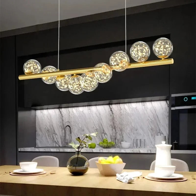 Lustre led boules de verre opaline