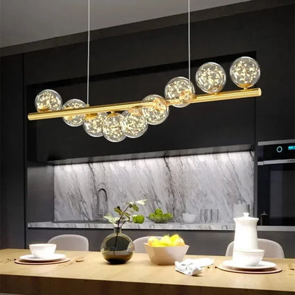 Lustre led boules de verre opaline