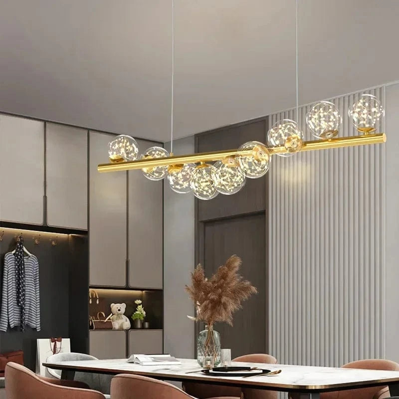 Lustre led boules de verre opaline