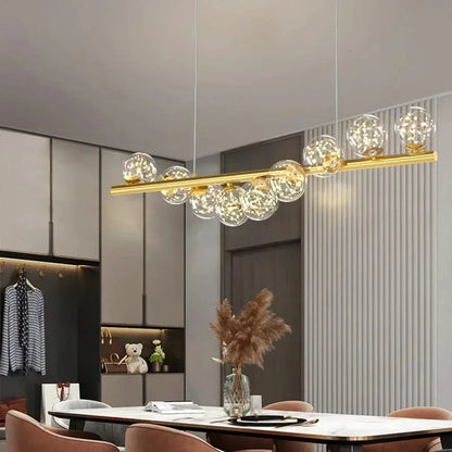 Lustre led boules de verre opaline