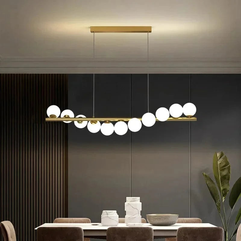Lustre led boules de verre opaline
