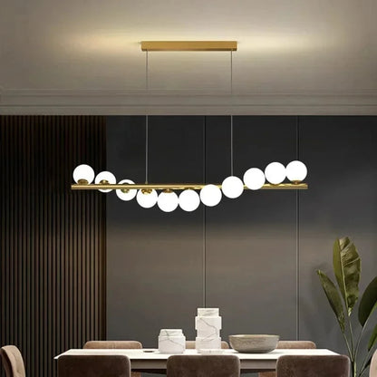 Lustre led boules de verre opaline