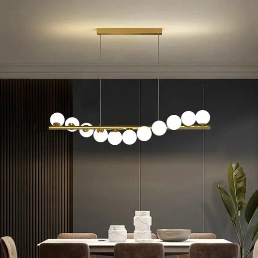 Lustre led boules de verre opaline