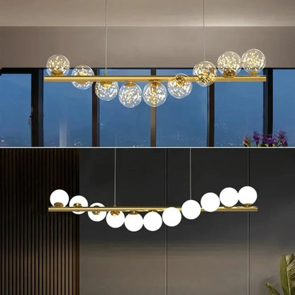 Lustre led boules de verre opaline
