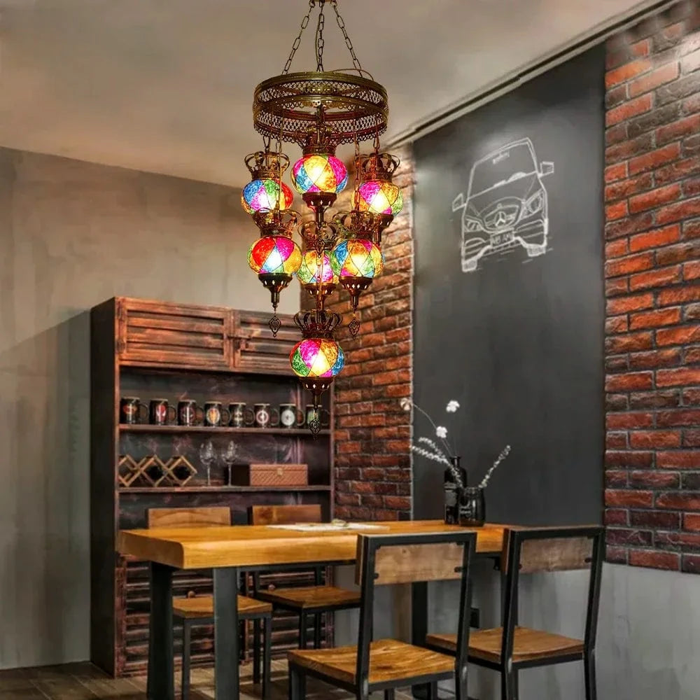 Lustre marocain têtes multiples