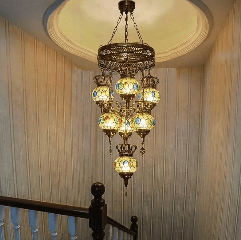 Lustre marocain têtes multiples