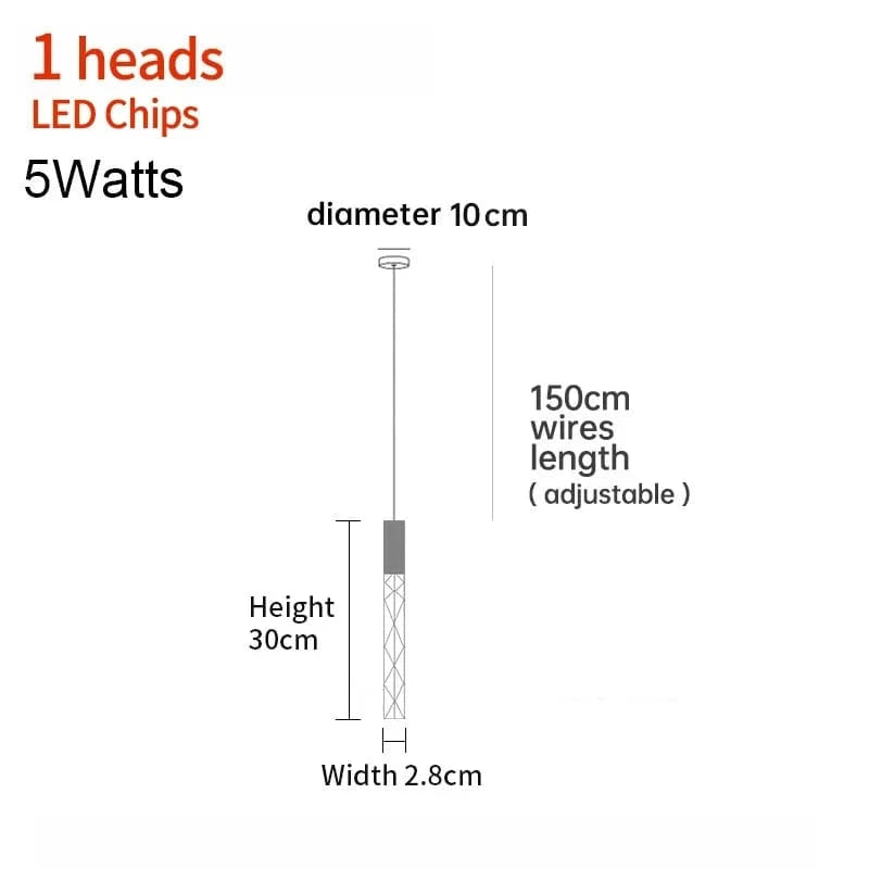 1 TÊTE / CHROME Lustre moderne pour plafond haut