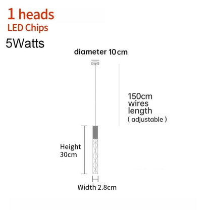 1 TÊTE / CHROME Lustre moderne pour plafond haut