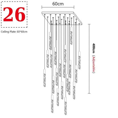 26 TÊTES-1 / OR Lustre moderne pour plafond haut