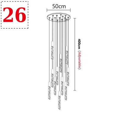 26 TÊTES / CHROME Lustre moderne pour plafond haut