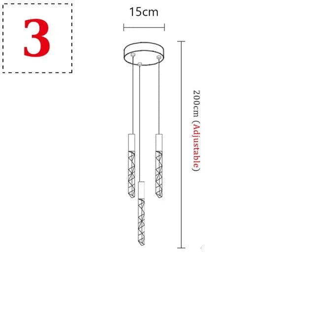 3 TÊTES / CHROME Lustre moderne pour plafond haut