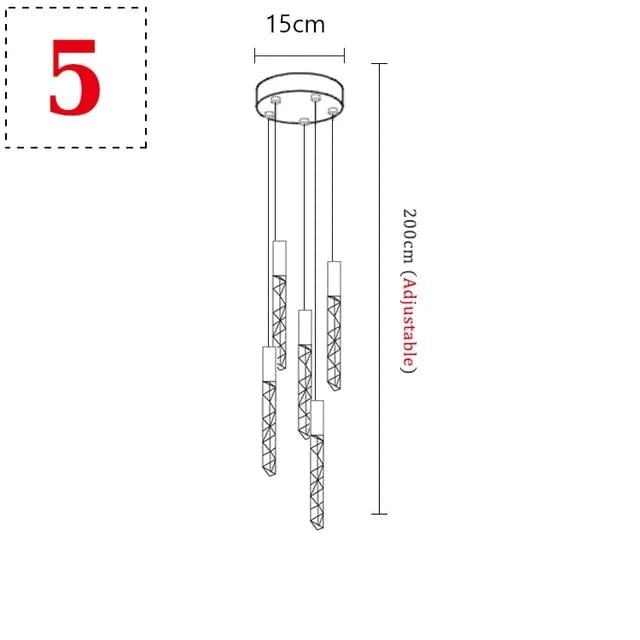 5 TÊTES / OR Lustre moderne pour plafond haut