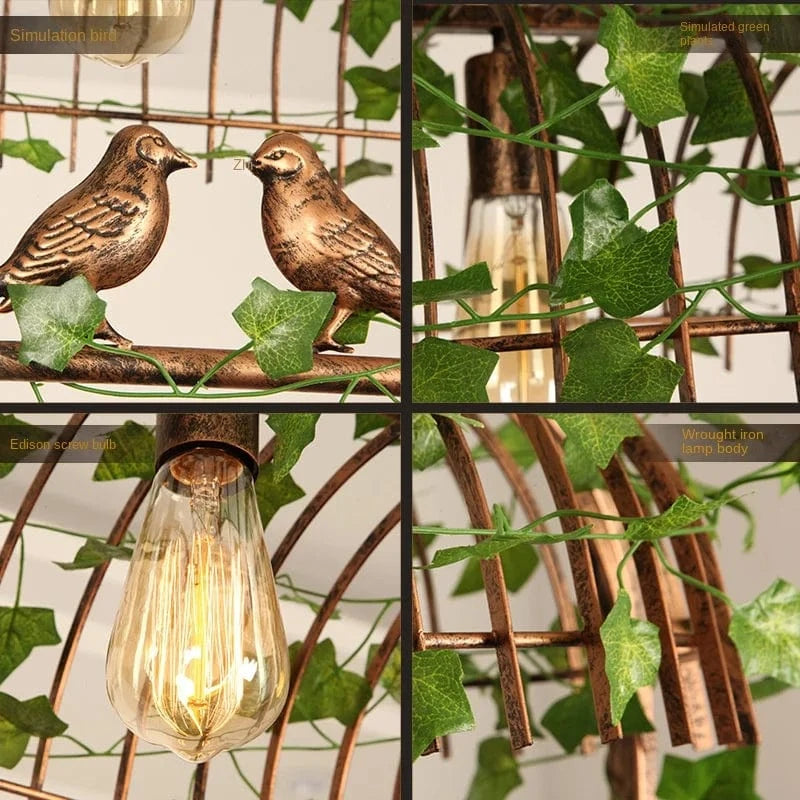 Lustre oiseau en fer forgé