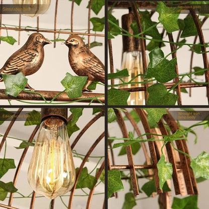 Lustre oiseau en fer forgé