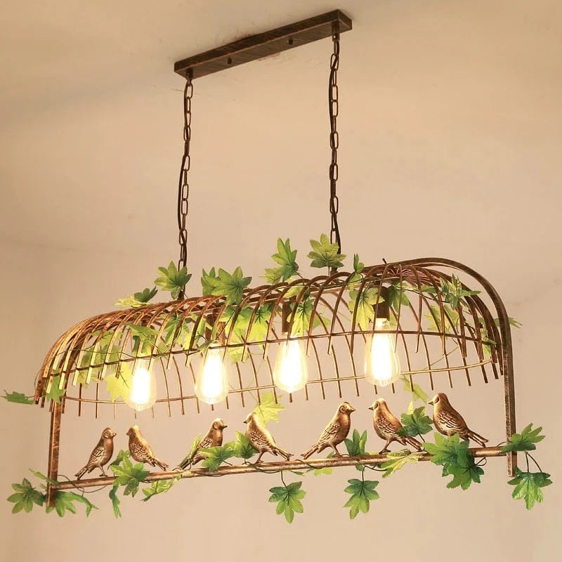 Lustre oiseau en fer forgé