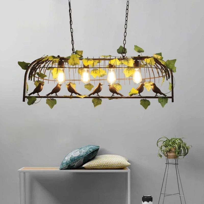Lustre oiseau en fer forgé