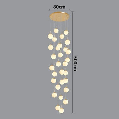gold 68 head / RC remote dimming Lustre plafond haut boule opaline en cascade