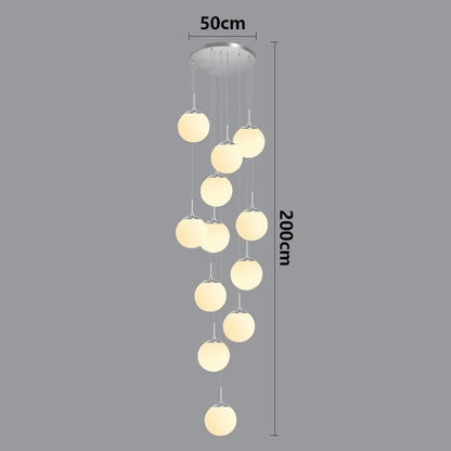 silver 12 head / RC remote dimming Lustre plafond haut boule opaline en cascade