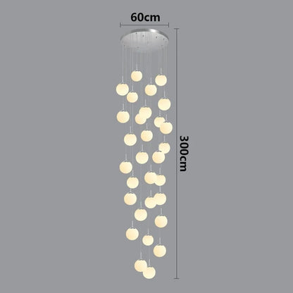 silver 30 head / RC remote dimming Lustre plafond haut boule opaline en cascade