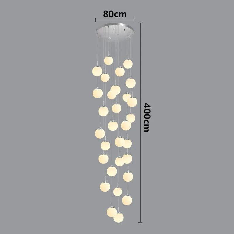 silver 48 head / RC remote dimming Lustre plafond haut boule opaline en cascade