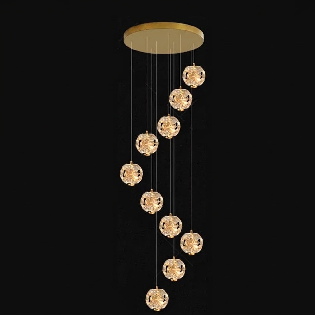 Lustre plafond haut étoiles de cristal 10 TÊTES / DIMMABLE AVEC TÉLÉCOMMANDE ET APPLICATION MOBILE