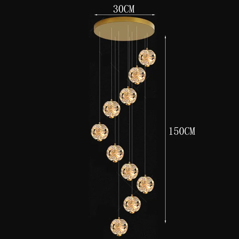 10 TÊTES / LUMIÈRE FROIDE Lustre plafond haut étoiles de cristal