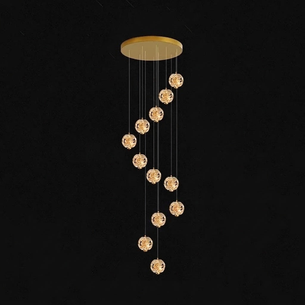 Lustre plafond haut étoiles de cristal 12 TÊTES / DIMMABLE AVEC TÉLÉCOMMANDE ET APPLICATION MOBILE