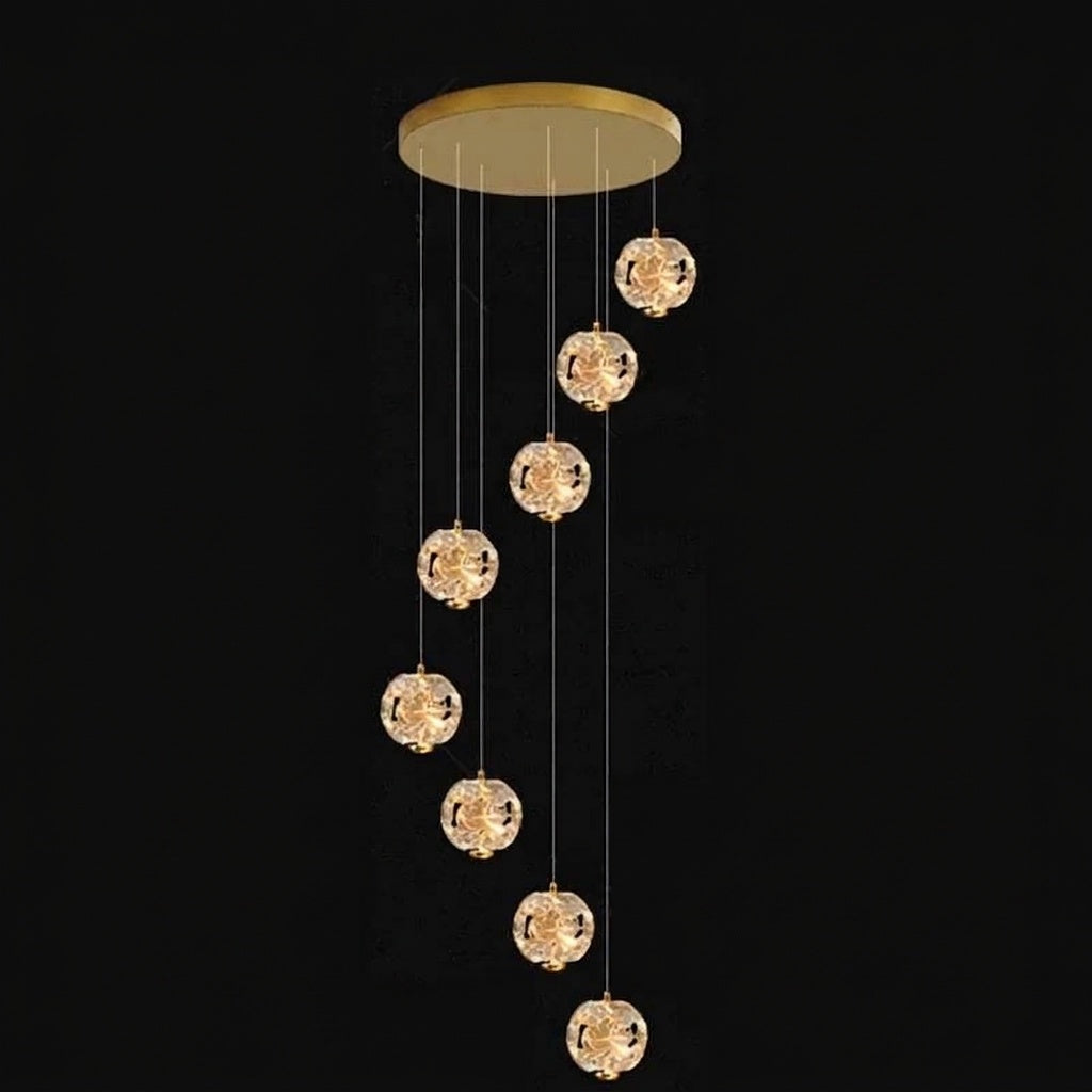 Lustre plafond haut étoiles de cristal 8 TÊTES / DIMMABLE AVEC TÉLÉCOMMANDE ET APPLICATION MOBILE