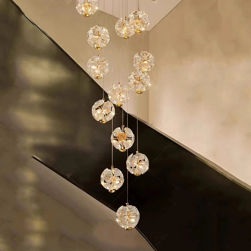 Lustre plafond haut étoiles de cristal