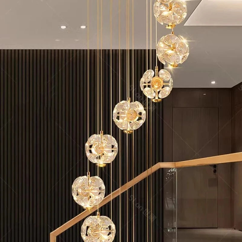 Lustre plafond haut étoiles de cristal