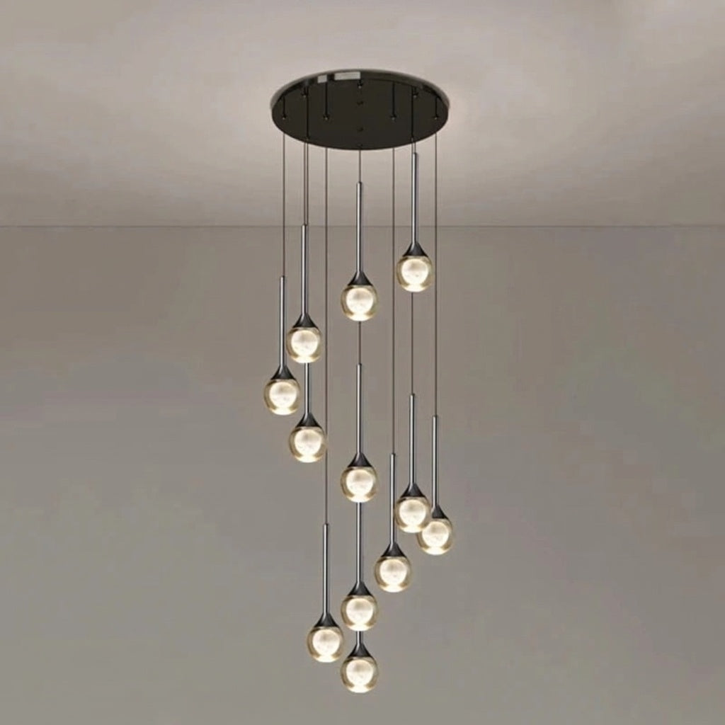 Lustre plafond haut | Goutte d'eau en cascade 12 / DIMMABLE AVEC TÉLÉCOMMANDE