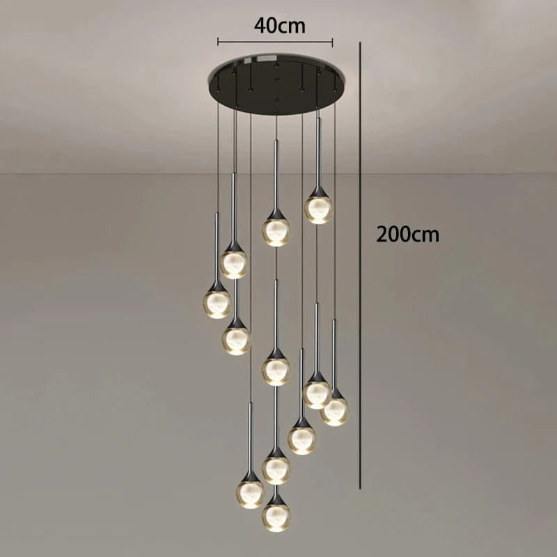 12 heads / Warm White Lustre plafond haut | Goutte d'eau en cascade