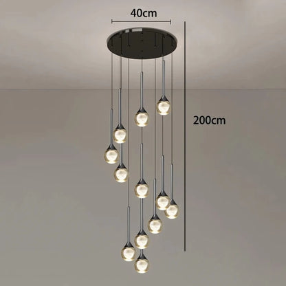 12 heads / Warm White Lustre plafond haut | Goutte d'eau en cascade