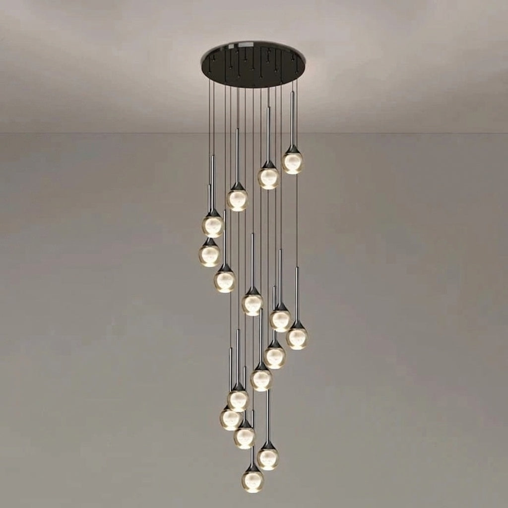 Lustre plafond haut | Goutte d'eau en cascade 16 / DIMMABLE AVEC TÉLÉCOMMANDE