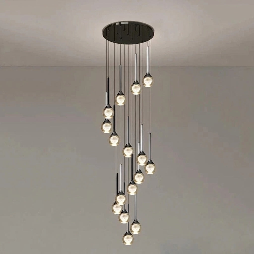 Lustre plafond haut | Goutte d'eau en cascade 20 / DIMMABLE AVEC TÉLÉCOMMANDE